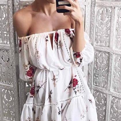 Sexy White Printing Dress