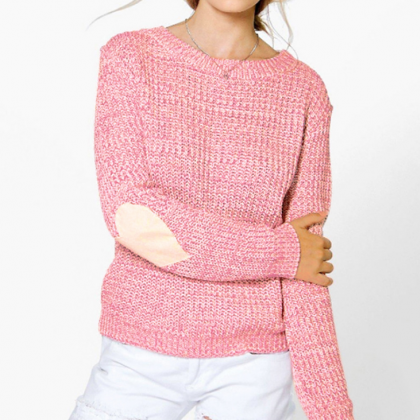 Fashion Round Neck Long Sleeves Knitted Sweater
