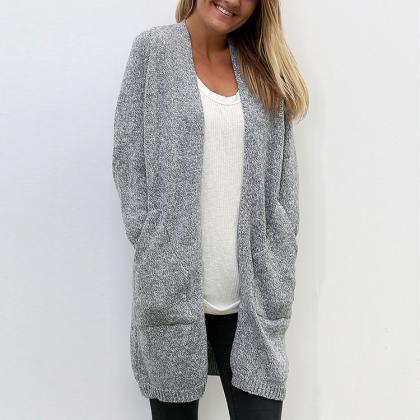 Women's Loose Pocket Knitted Cardigan..