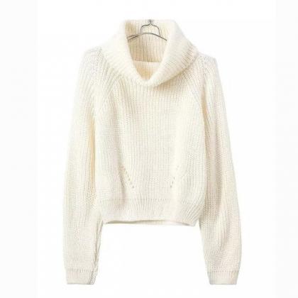 Loose Solid Color Striped Knit Pullovers Sweater