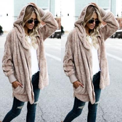 Taupe - Women's Long Oversized Loose..
