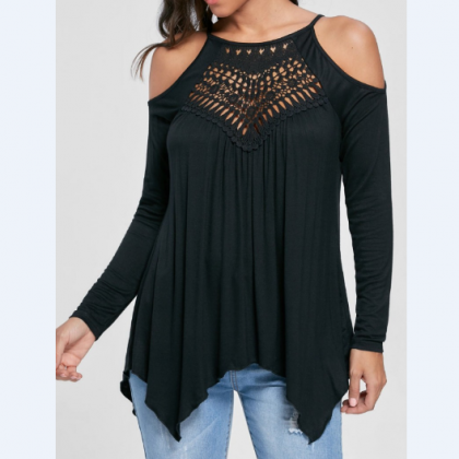 Casual Off-the-shoulder Long-sleeved T-shirt Top