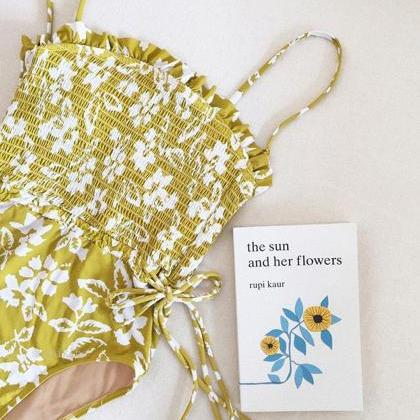 Design Printed Sling One-piece Swimsuit Bikini
