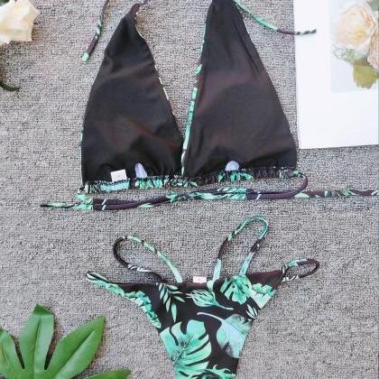 Printed Sexy Bikini Split Swimsuit