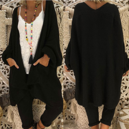 Loose Solid Color Long Sleeve Coat