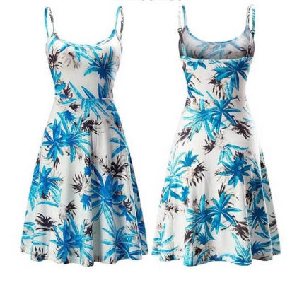 Floral Print Strappy Sleeveless Beach Dress