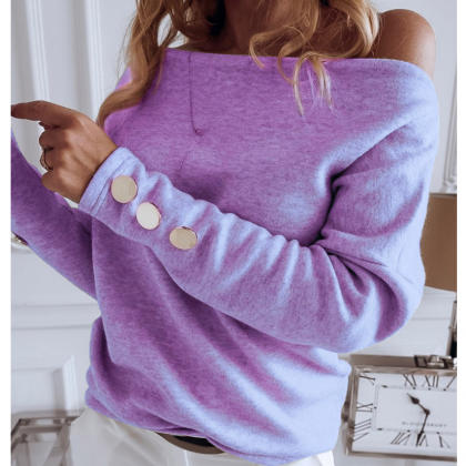 Sexy Fashion Solid Color Long Sleeve Sweater