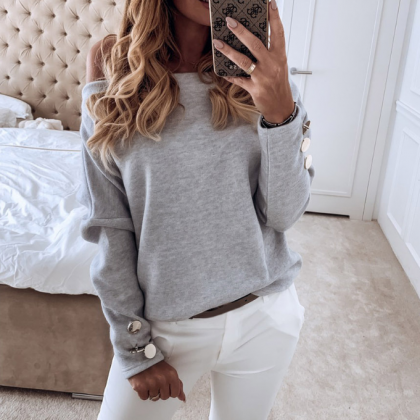 Sexy Fashion Solid Color Long Sleeve Sweater