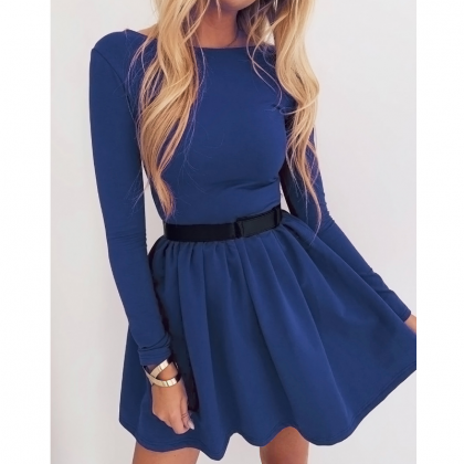 Slim Sexy Solid Color Long-sleeved Dress