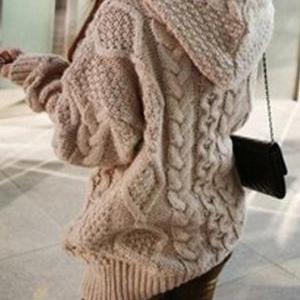 Hooded Long Sleeve Cardigan Sweater Coat