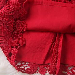 Luxury Designer Lace Dress - Red Gh111701mh