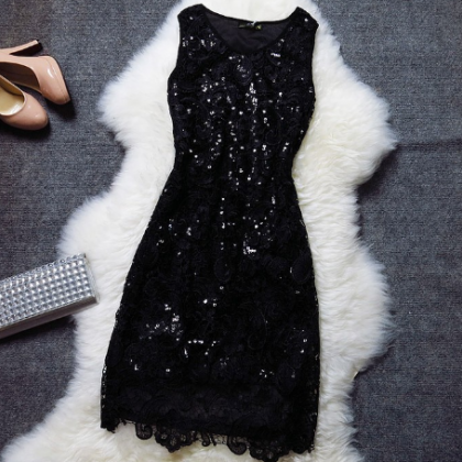 Slim Stitching Lace Sleeveless Dress Hg07