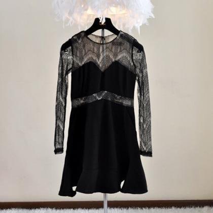 Sweet Lace Long-sleeved Round Neck Dress Gh10103hj