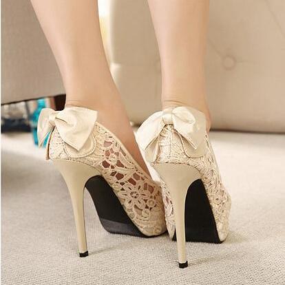 Cute Bow Design High Heel Shoes Ghf41931jh