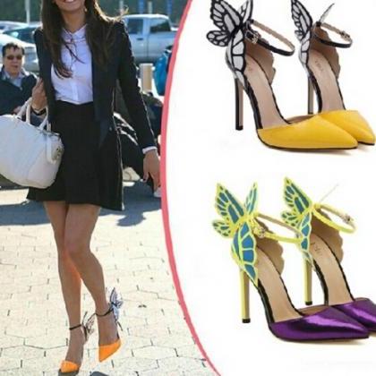 Fashion Butterfly Wings Pointed High Heel Shoes..