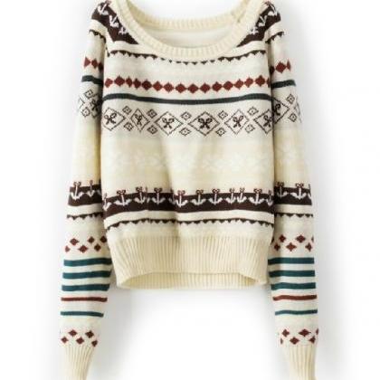 Beige Loose Tribe Sweater Ds71912