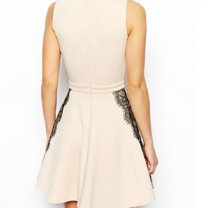 Fashion Lace Sleeveless Zipper Dress