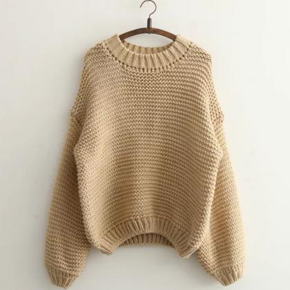 Casual Loose Round Neck Knit Sweater Df91308eh