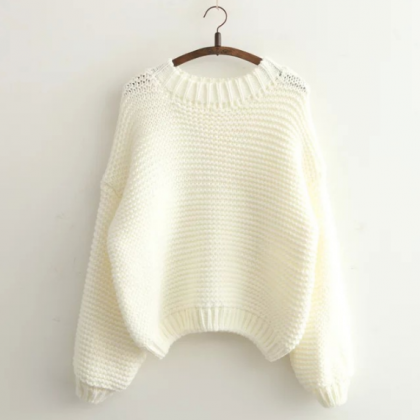 Casual Loose Round Neck Knit Sweater Df91308eh