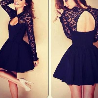 Black Lace Stitching Dress YT09