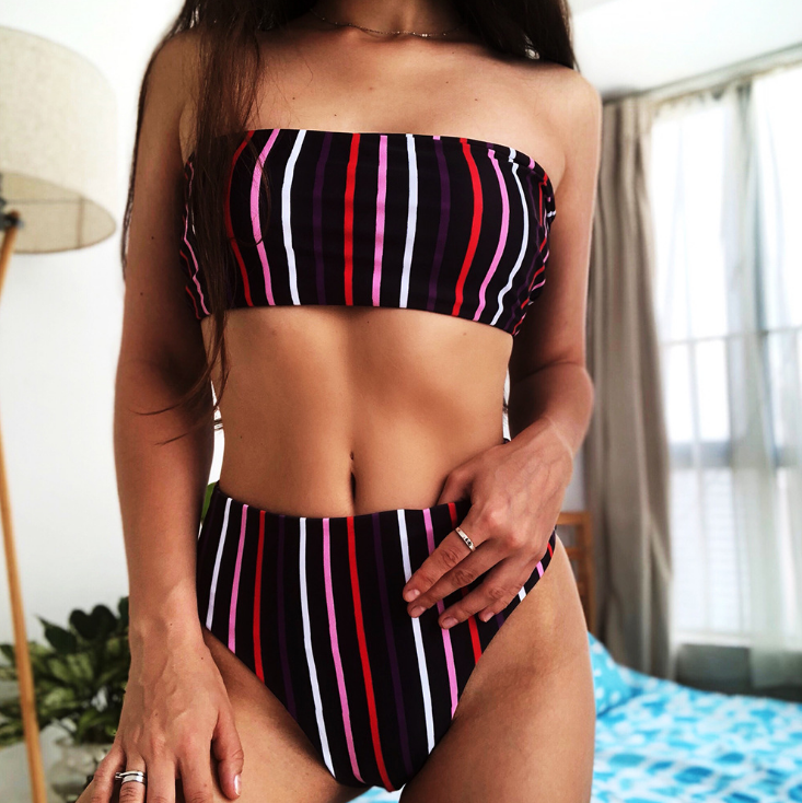 2018 Sexy Striped High Waist Bikini