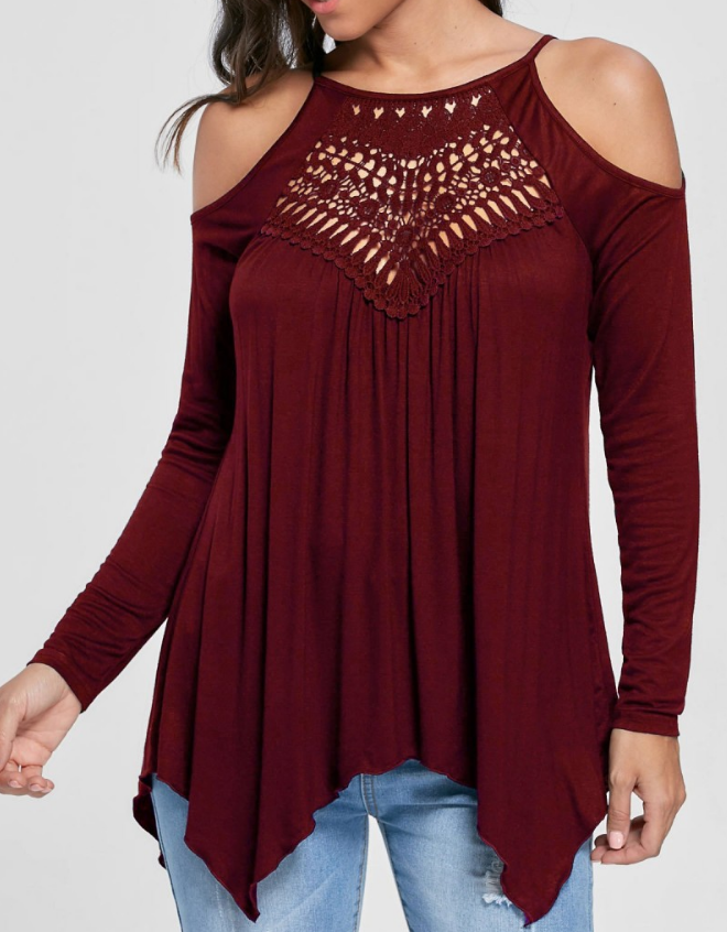 Casual Off-the-shoulder Long-sleeved T-shirt Top