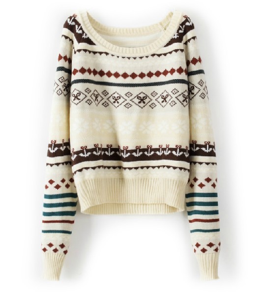 Beige Loose Tribe Sweater Ds71912