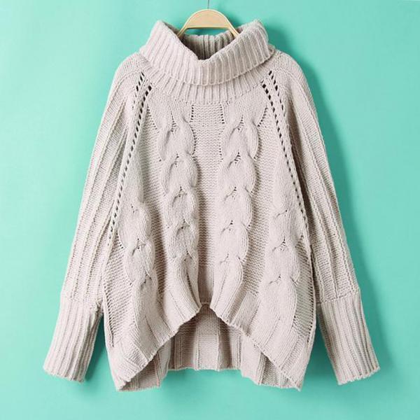 Retro Loose Knit With High Collar Sweater Dfr91307hf on Luulla